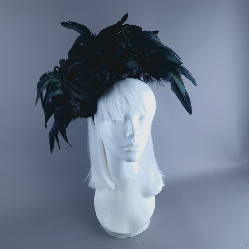 Vares Black Feather & Rose Headdress