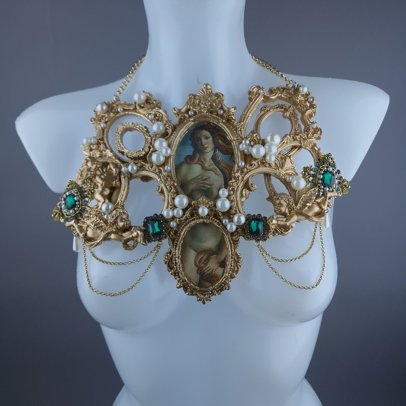Venus in Frames Gold Filigree & Pearl Neckpiece