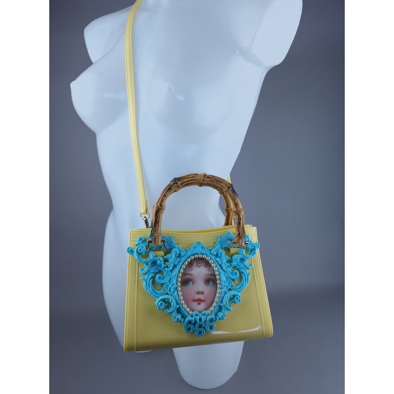 Baby Pastel Blue & Yellow Filigree Handbag