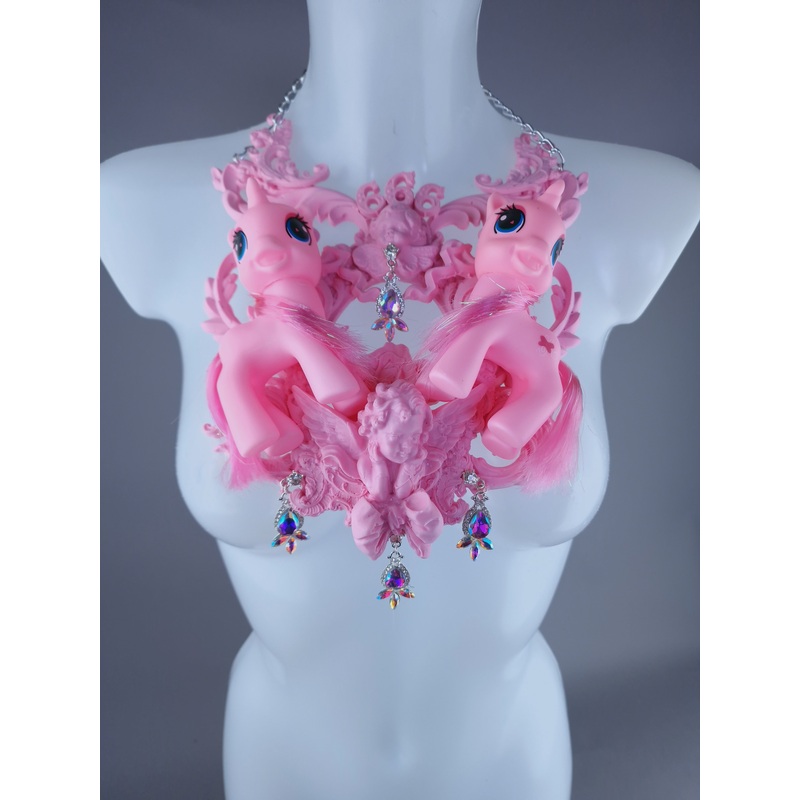 Babylonia Pastel Pink Pony & Filigree 666 Neckpiece