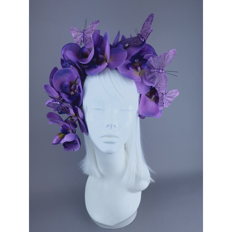 Badriyah Purple Orchid & Butterfly Headdress