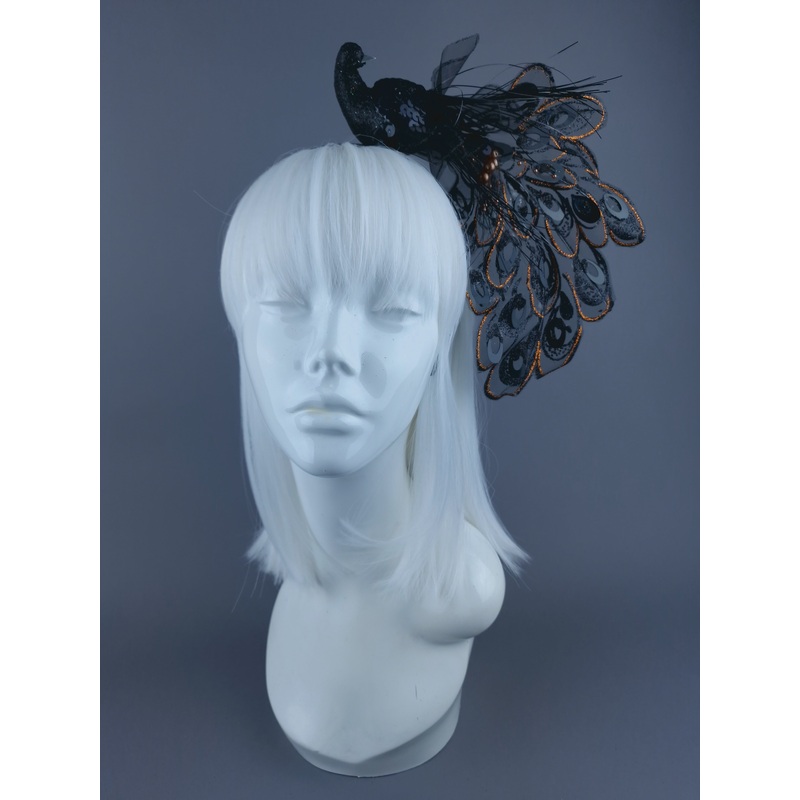 Black Glitter Peacock Headdress