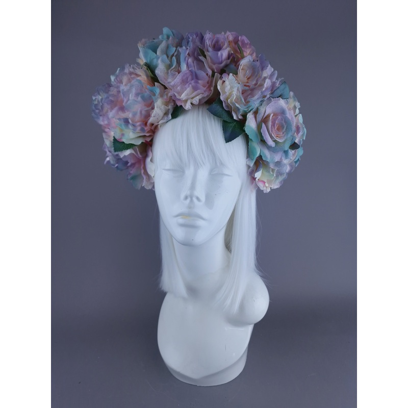 Bonnie Pastel Rose & Flower Headdress & Neckpiece