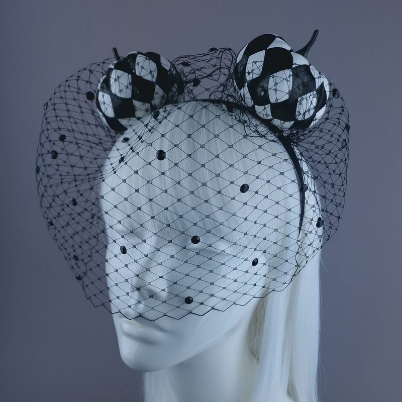 Boo Black & White Pumpkin Ear Veil Headdress