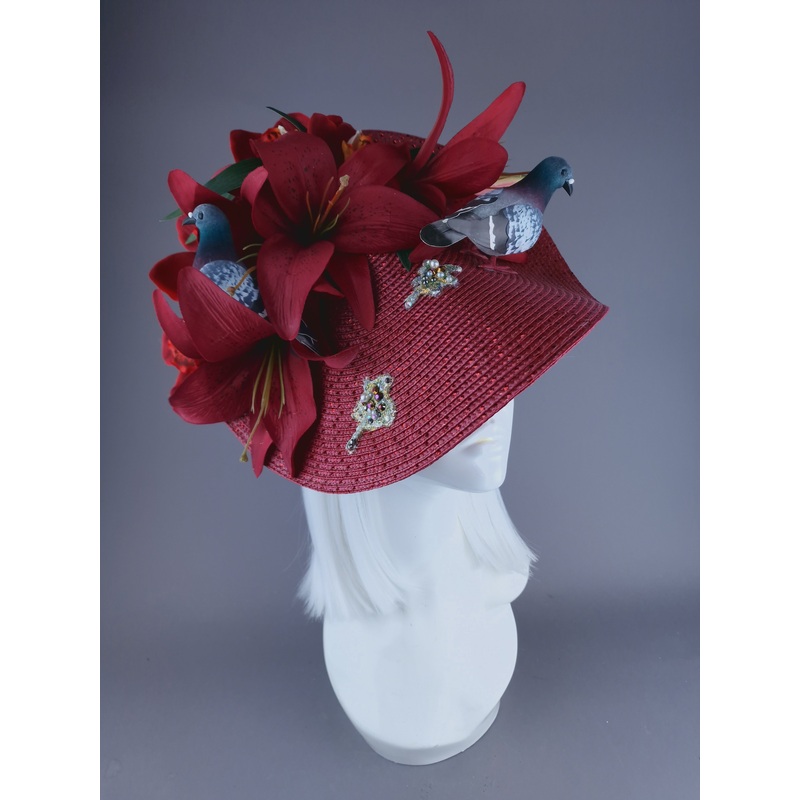 Curses Kitsch Glitter Pigeon Poop Red Fascinator Hat