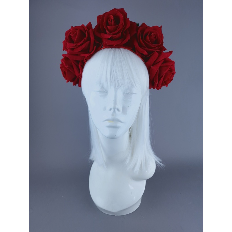 Eva Red Rose Flower Headdress & Neckpiece