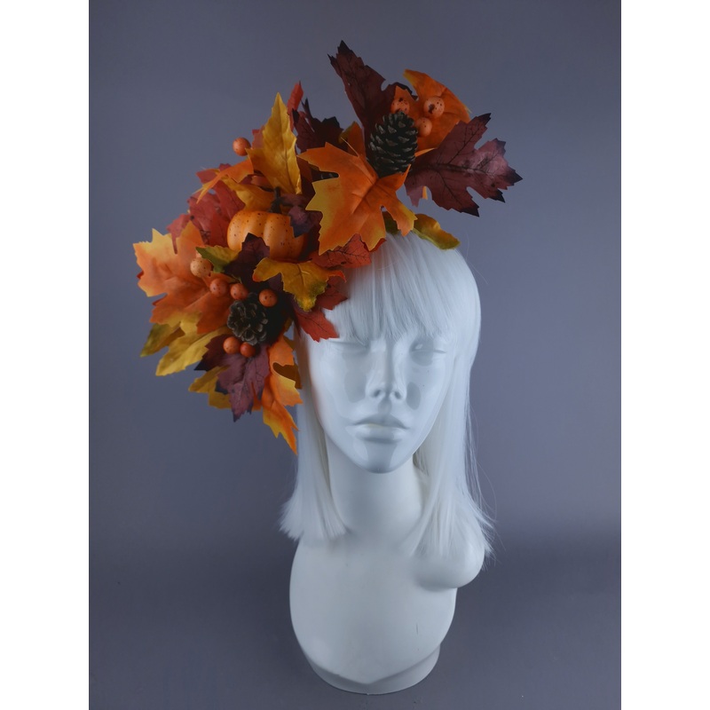 Fall Autumn Leaf & Pumpkin Headdress