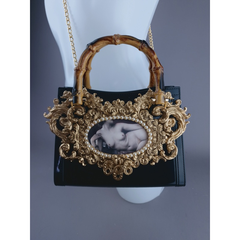 Femme Noir Black & Gold  Filigree Handbag