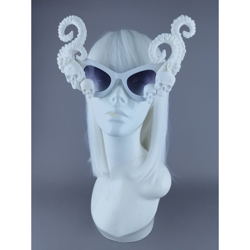 Incantation White Skulls Kraken Tentacles Sunglasses