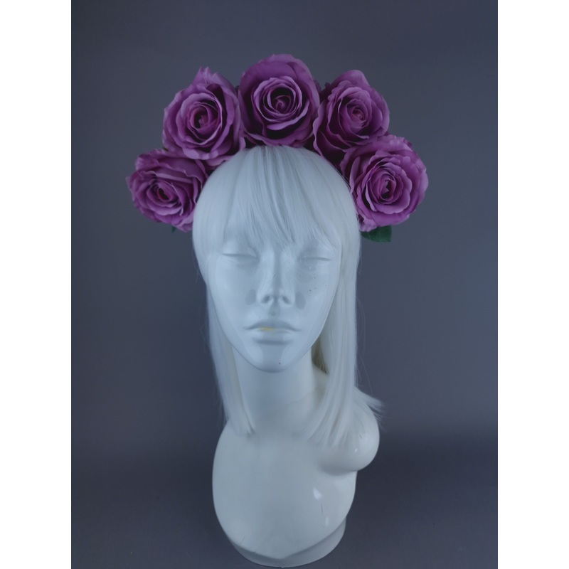 Mavis Pink/Purple Rose Flower Headdress & Neckpiece
