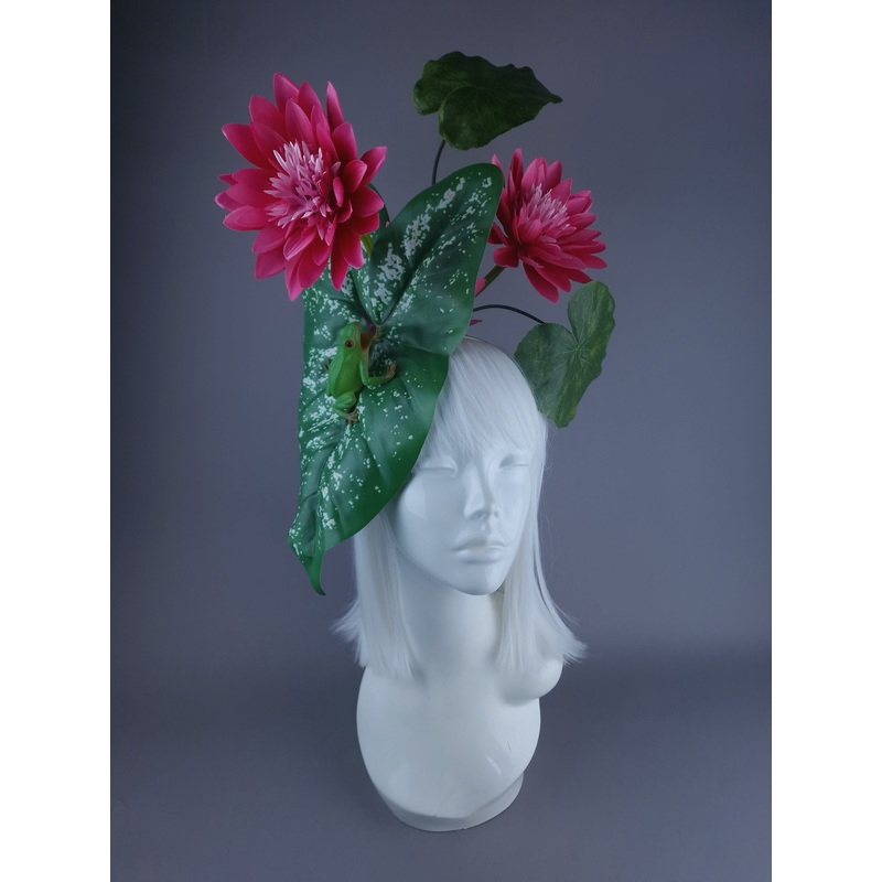 Pond Life Frog, Lily & Leaf Fascinator Hat