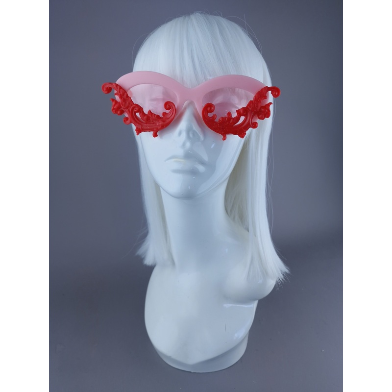 SAMPLE! Pink & Red Cateye Sunglasses