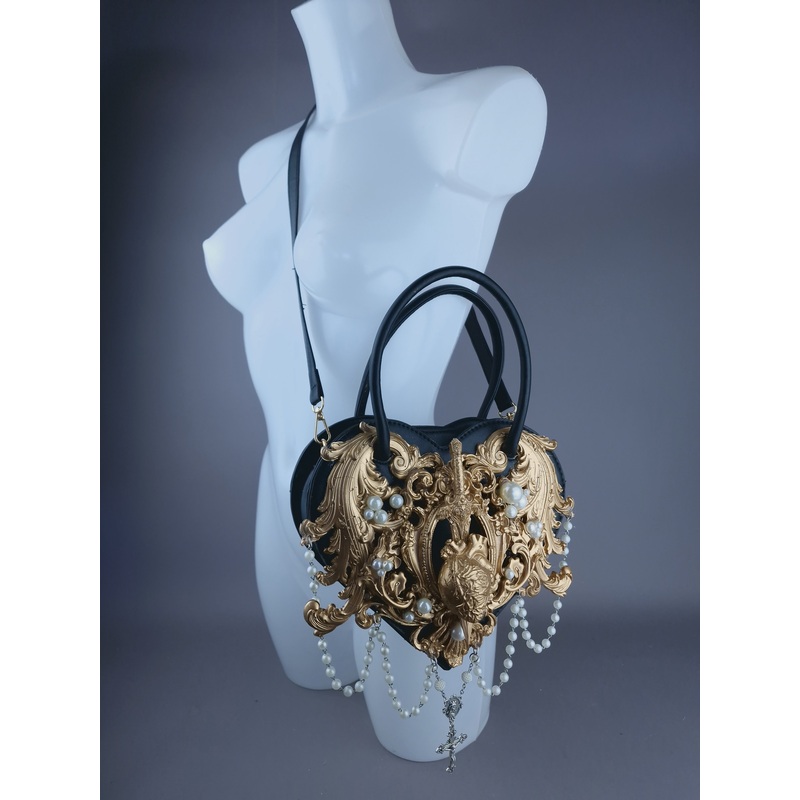 Tullia Gold Filigree & Pearl Heart Shaped Handbag