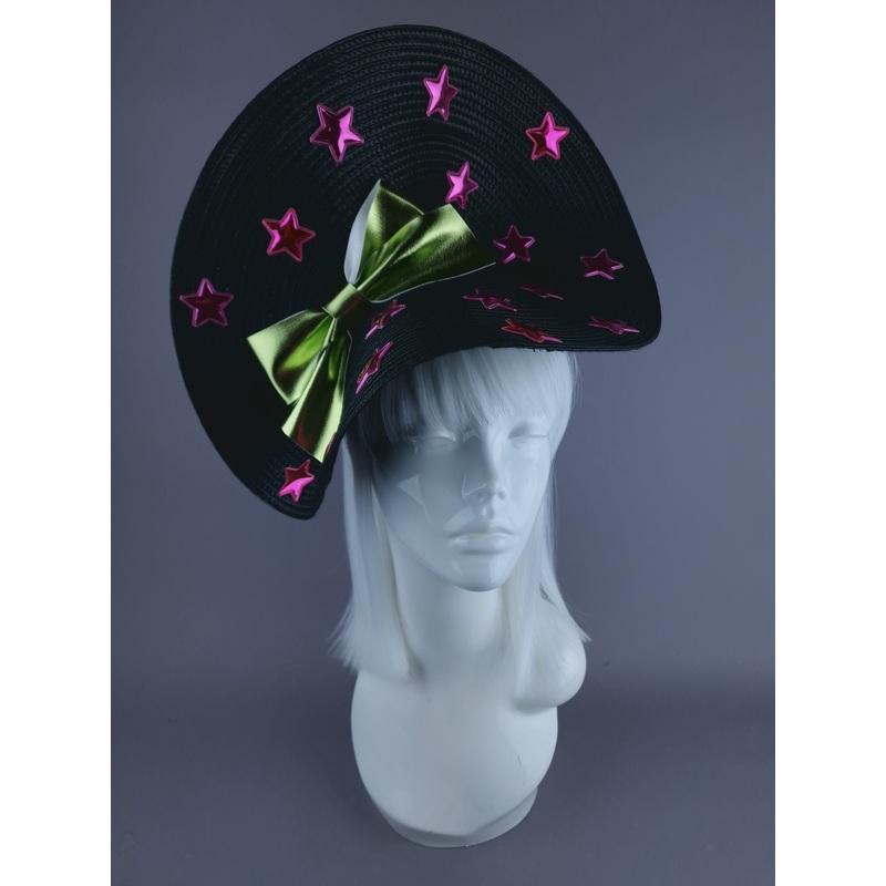 Twinx Green Bow with Pink Stars Black Hat
