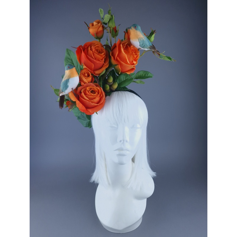 Acantha Orange Rose, Birds & Acorns Headdress