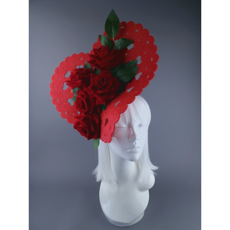 Amora Giant Red Heart & Roses Headdress
