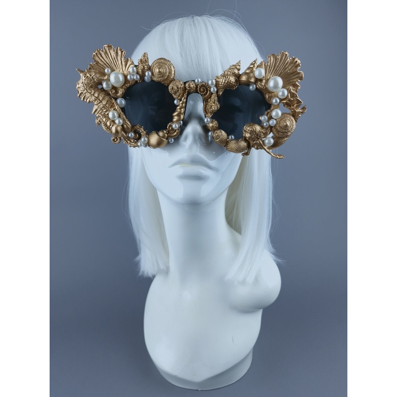 Ariella Gold & Pearl Shell Mermaid Sunglasses