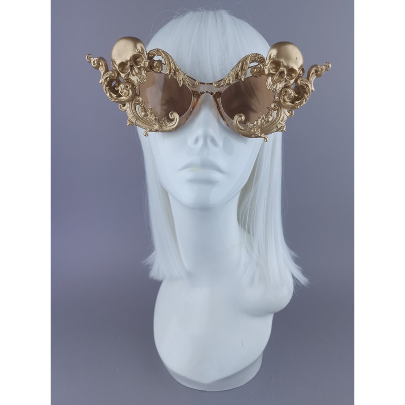 Divya Gold Filigree Skull Sunglasses