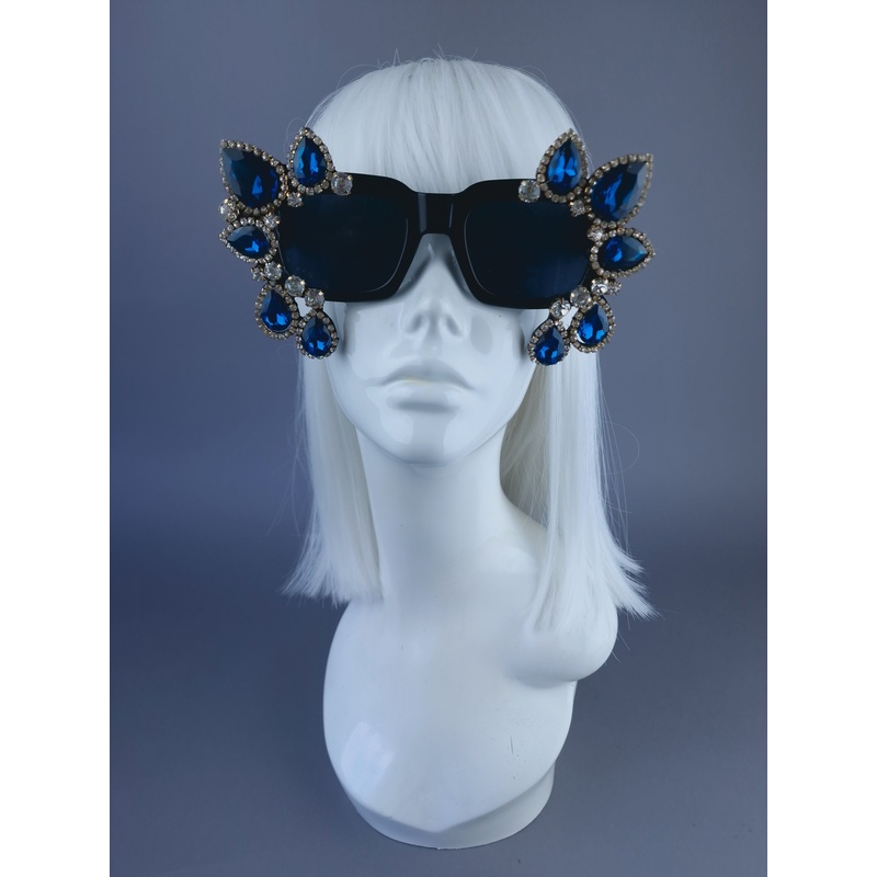 Dramatique Blue Unisex Square Jewel Sunglasses