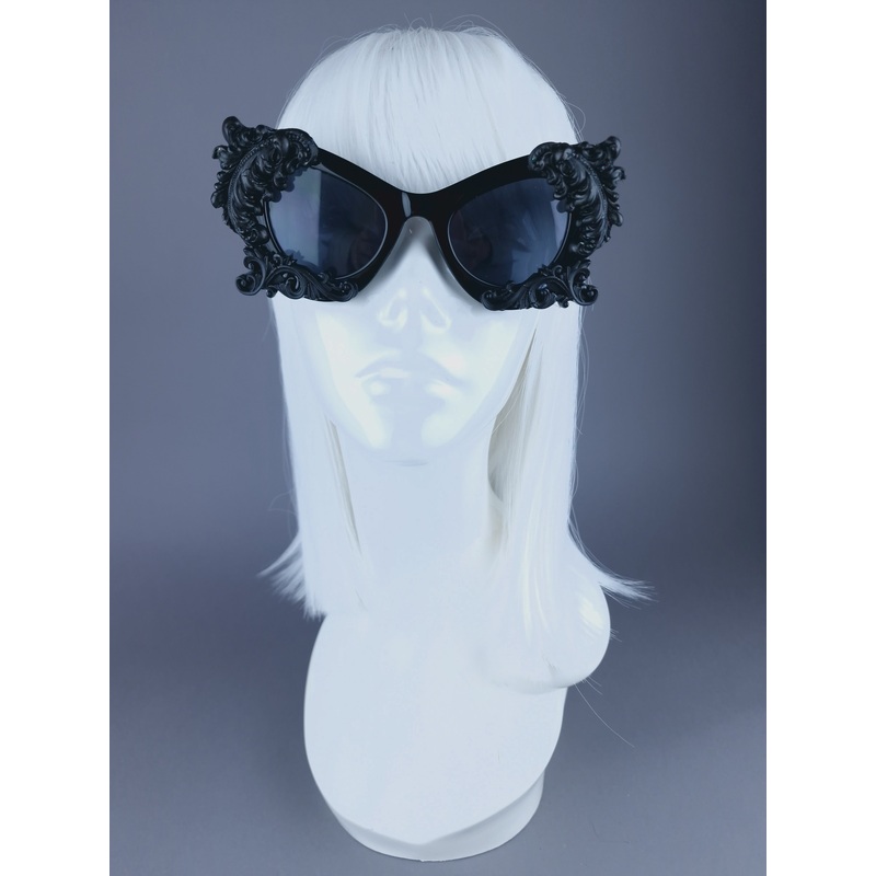 Hexen Black Filigree Catseye Sunglasses