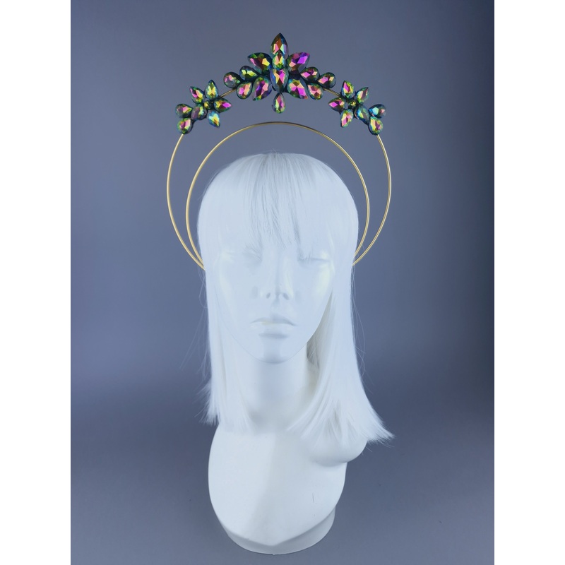 Iridescent Green Jewel Halo Headdress