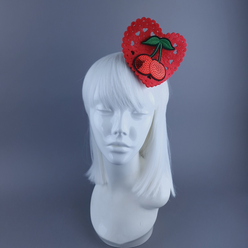 Mimi Heart & Cherry Mini Fascinator