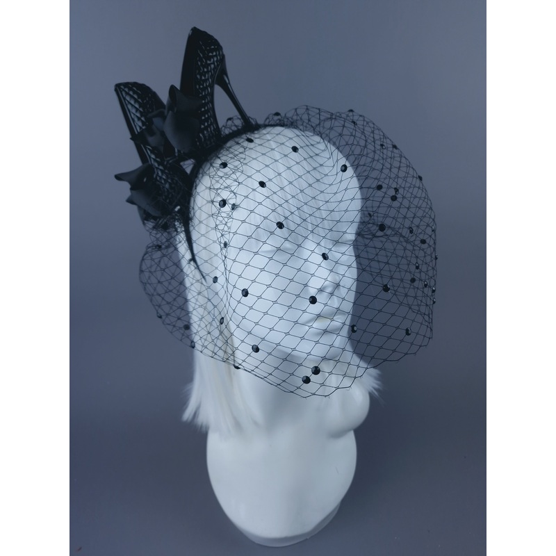Sex Kitten Black High Heels Veil Headdress