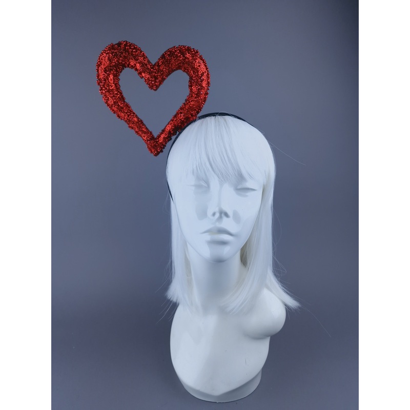 Valentina Red Glitter Heart Headdress