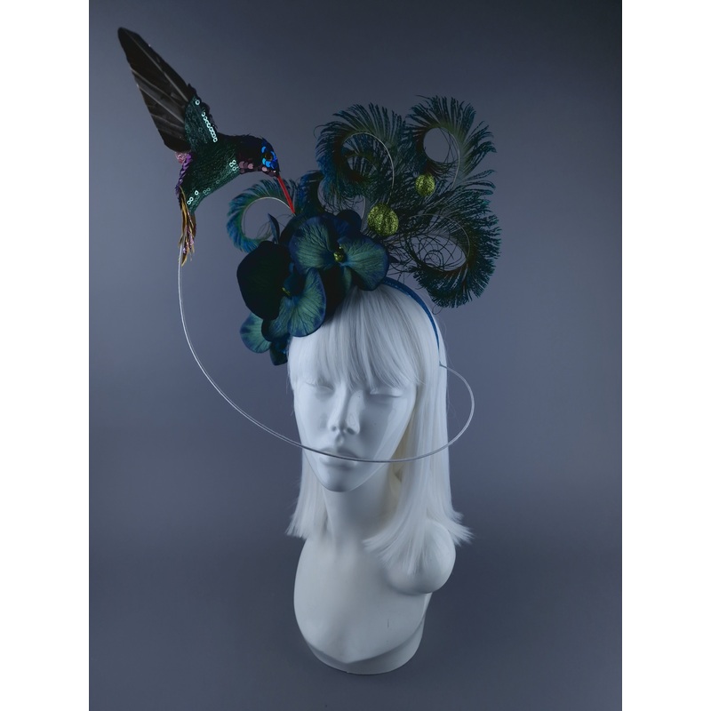 Whir Hummingbird & Blue Orchid Headdress