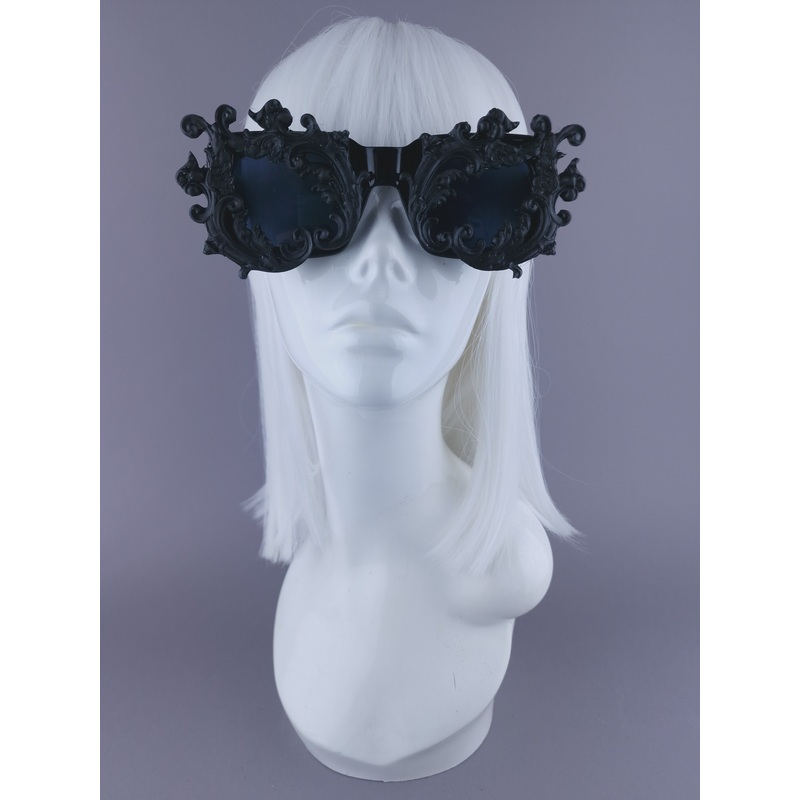 Achlys Unisex Black Filigree Ornate Sunglasses