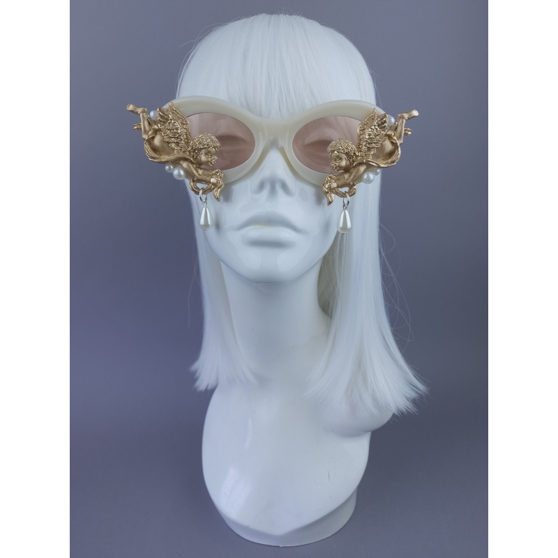 Aniela Gold & Pearl Angel Cream Sunglasses
