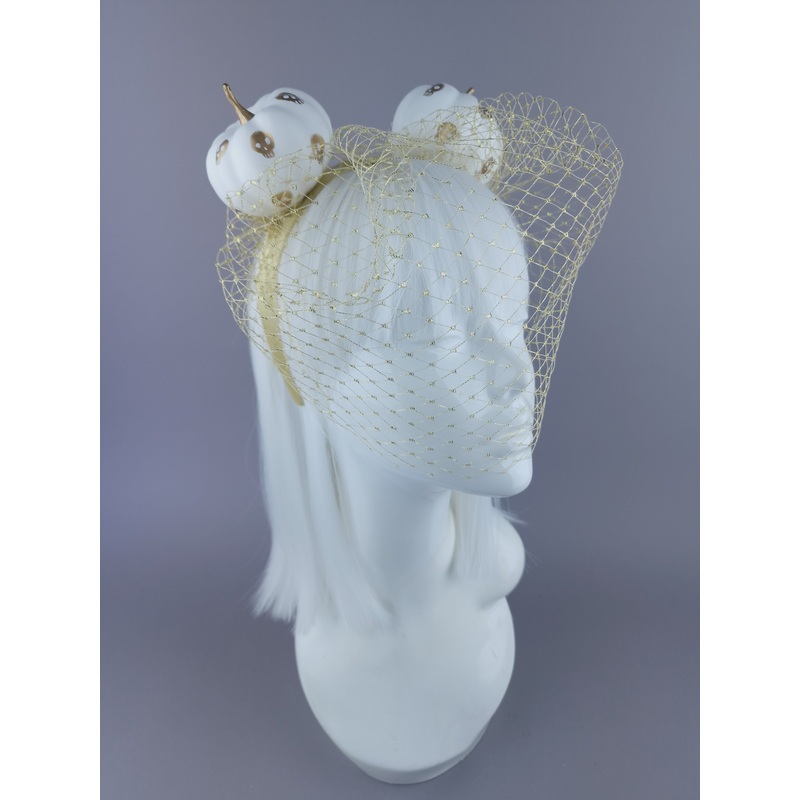 Boo-Boo Gold & White Pumpkin Ear Veil Headdress