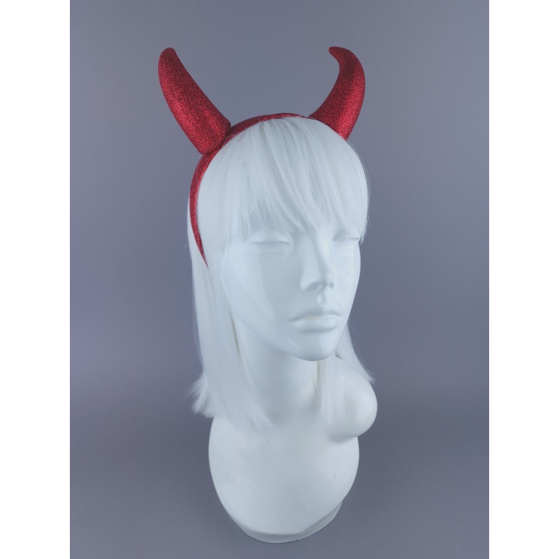 Demonique Large Red Glitter Devil Horn Headpiece
