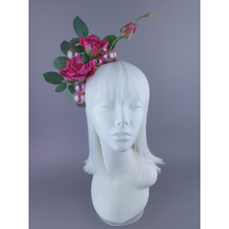 Dianthe Pink Flowers & Bubbles Headdress