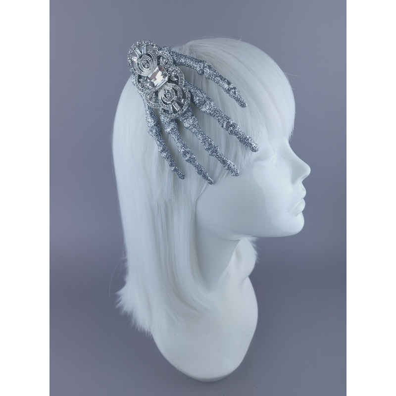 Dust to Dust Jewelled Glitter Skeleton Hand Mini HeadpieceI