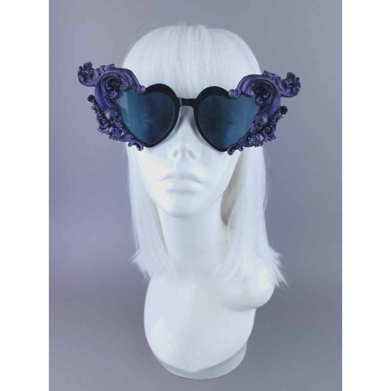 Jupiter Purple & Black Filigree Heart Shaped Sunglasses