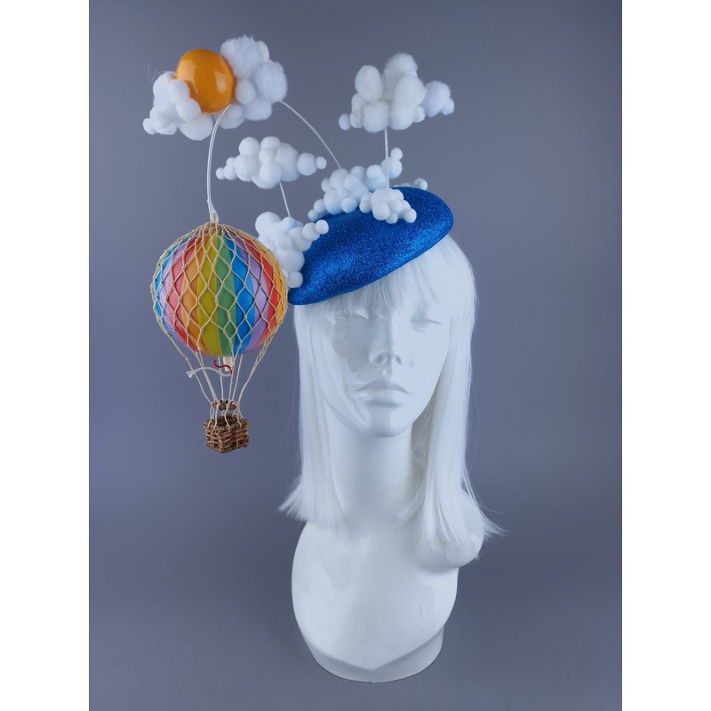 Love is in the Air Rainbow Hot Air Balloon Fascinator Hat
