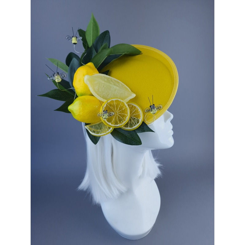 Ludo Yellow Lemon & Bees Fascinator Hat