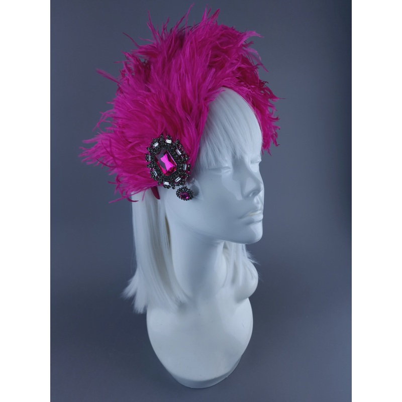 Nomi Pink Feather Headdress with Jewel