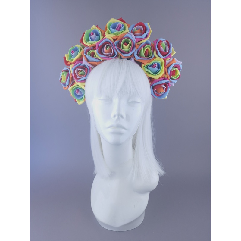 Rainbow Roses Headdress - SAMPLE