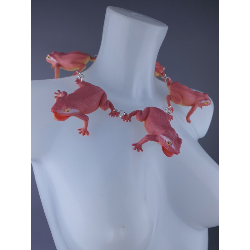 Ribbit Large Pink Frog Neckpiece