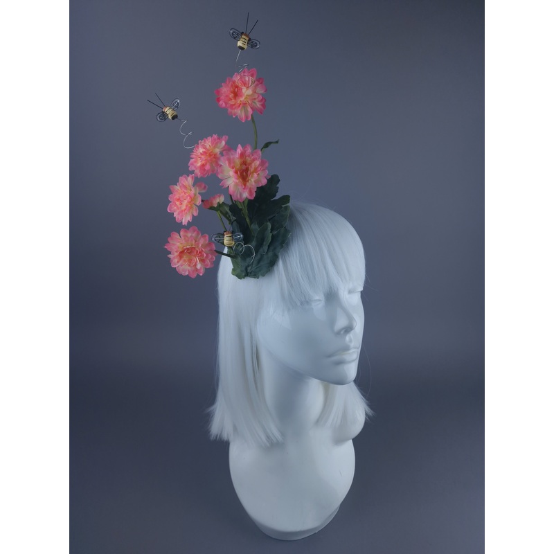 San Francisco Pink Flower & Bees Mini Fascinator