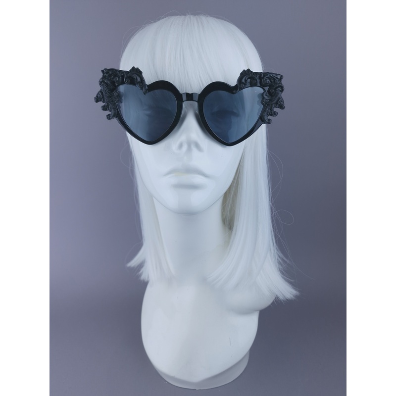 SPECIAL OFFER Black Filigree Heart Shaped Sunglasses