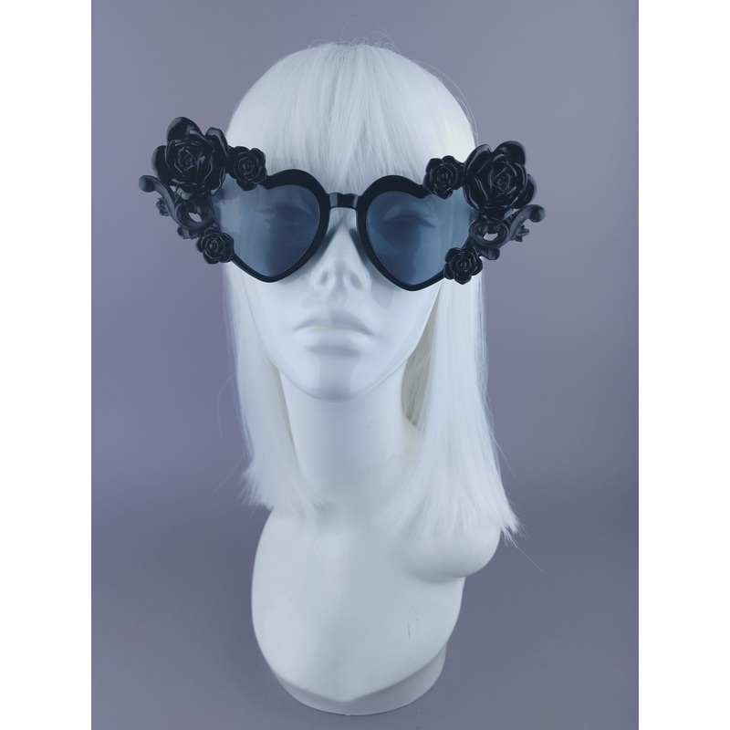 SPECIAL OFFER Black Roses Heart Shaped Sunglasses