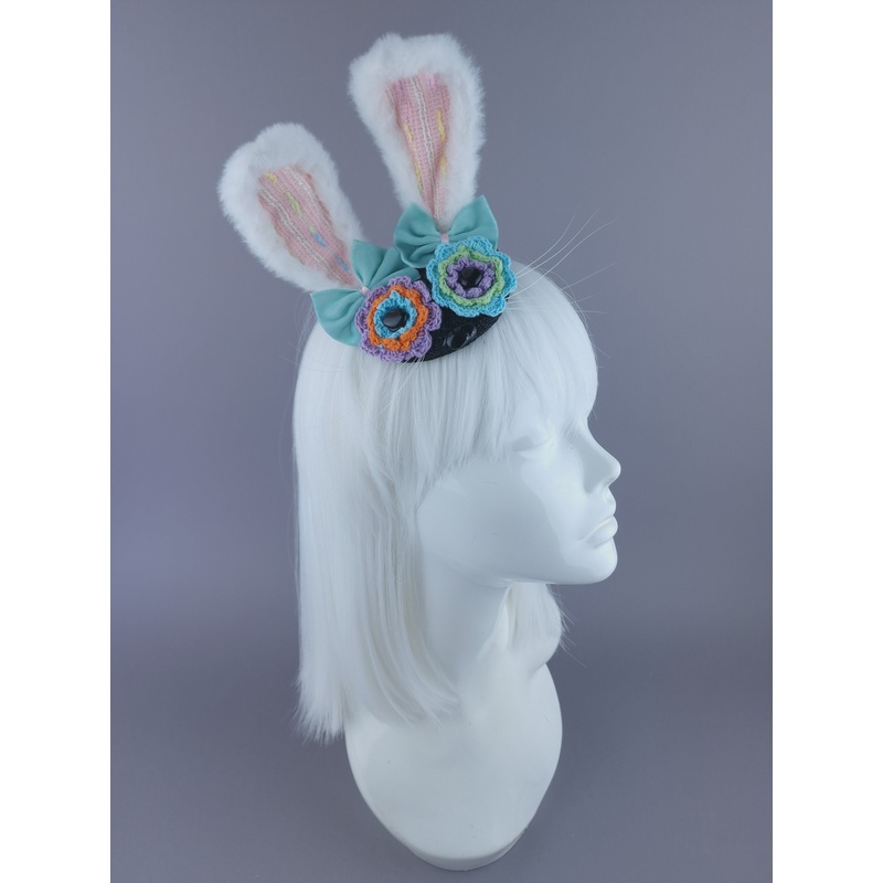 Zinnia Flower Eye Bunny Ear Mini Fascinator