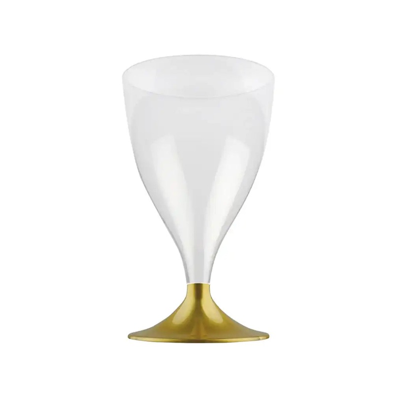 Reusable Plastic Wine Glass Gold (x6)