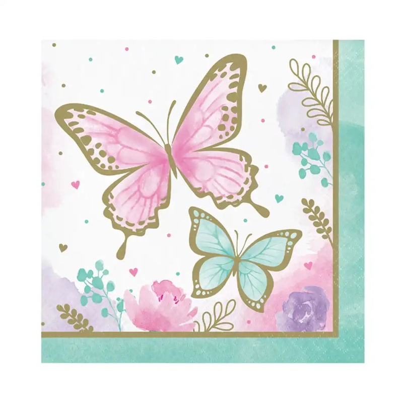 Butterfly Shimmer Luncheon Party Napkins (x16)