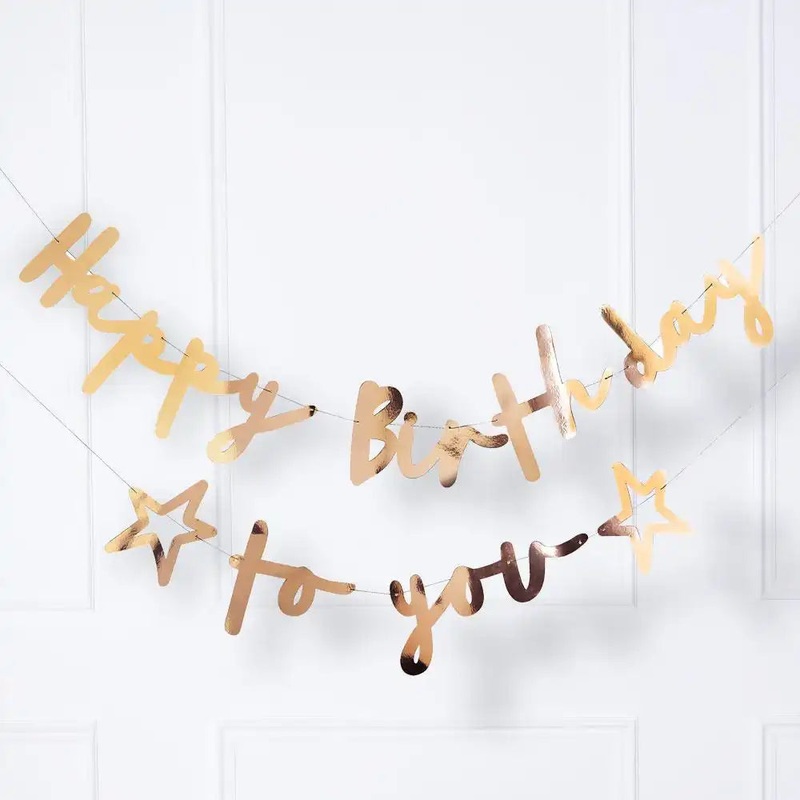 Gold Happy Birthday To You Banner - Double Layered