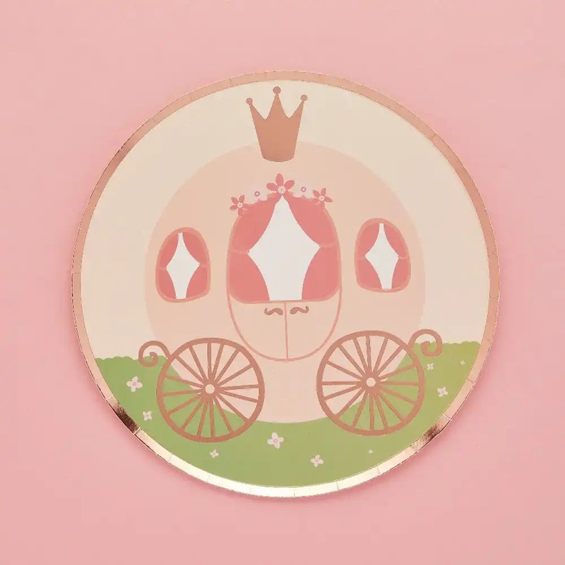 Princess Carriage Paper Plates (x8)