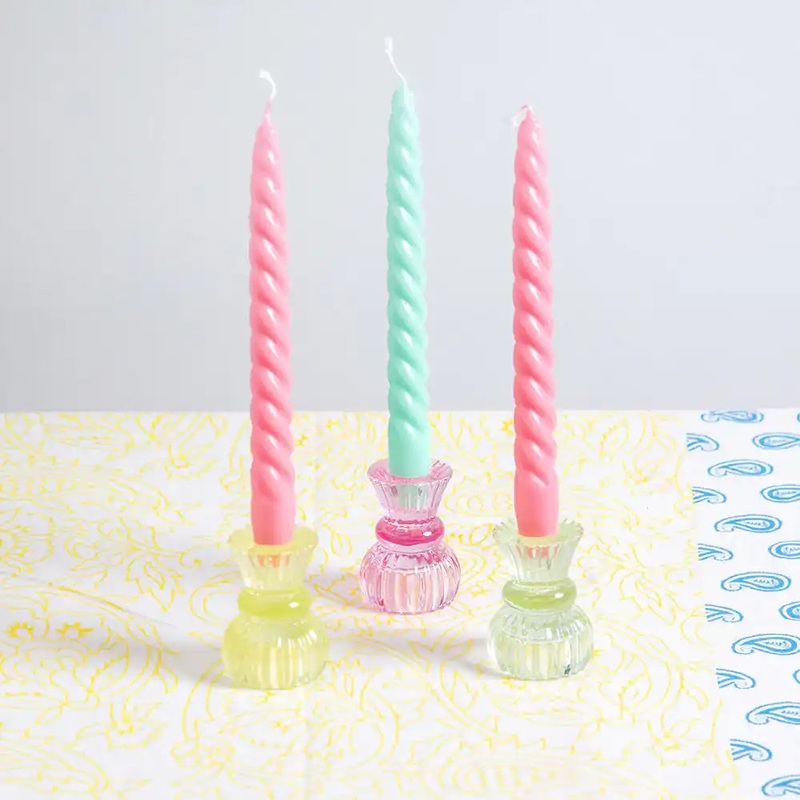 Green Glass Small Candle Holder